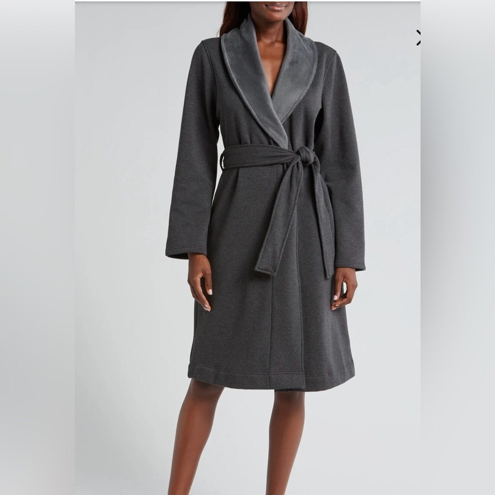 UGG Duffield Shawl Collar Robe – Super Soft Fleece – Gray – Size XL
